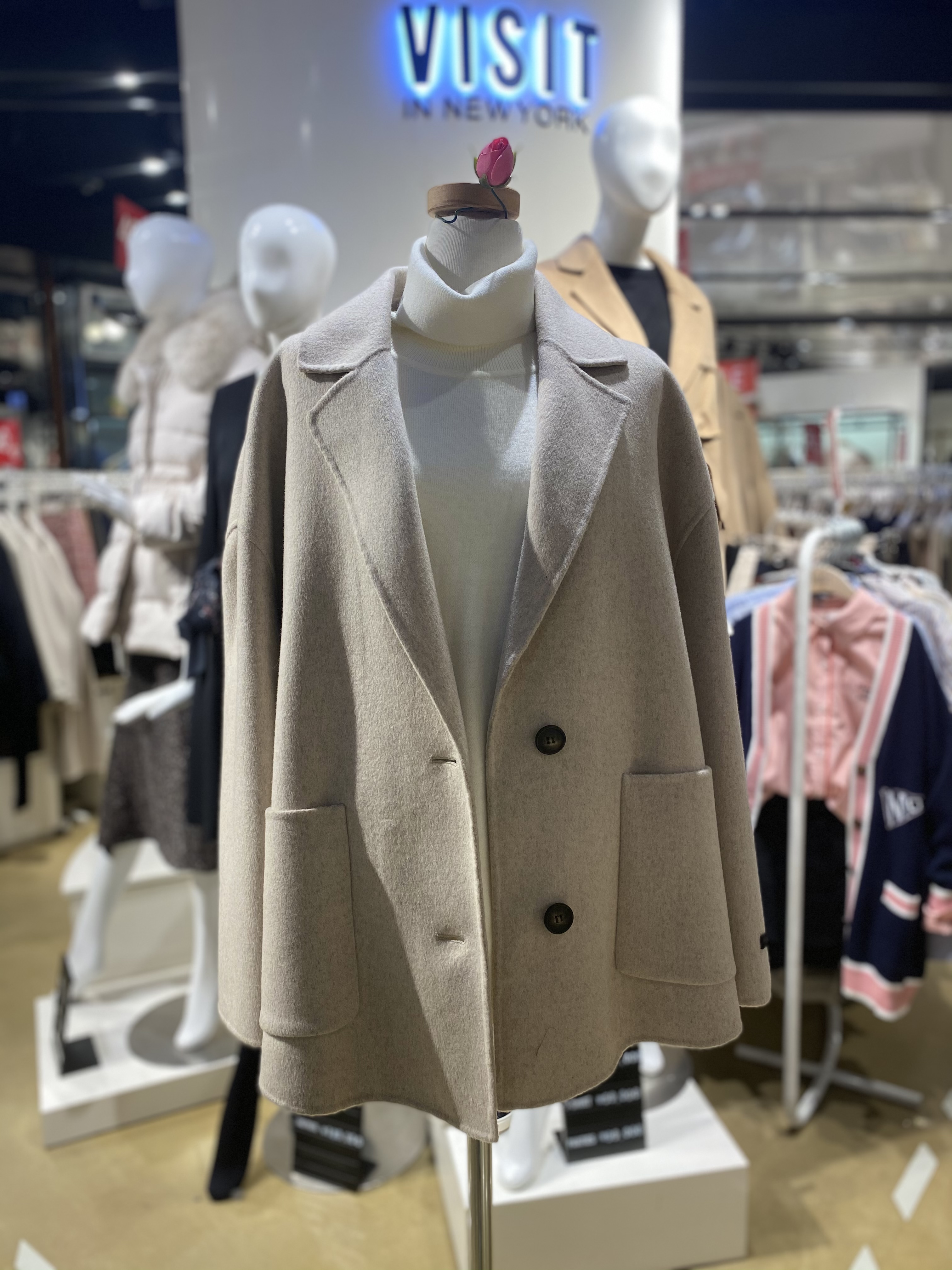 [비지트인뉴욕] 심플오버핏핸드메이드숏코트VWAHC90 : 뉴코아 강남 비지트인뉴욕