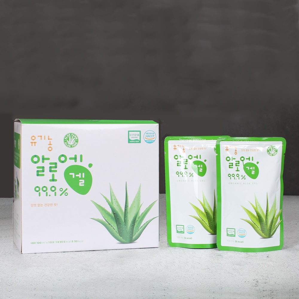 유기농 알로에겔 99.9% 100gx10팩 생알로에베라겔 : 올댓리빙