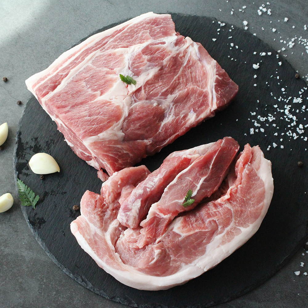 보성녹차 먹인 한돈 보쌈세트 1kg(앞다리살500g+생목살500g) : 친환경팔도