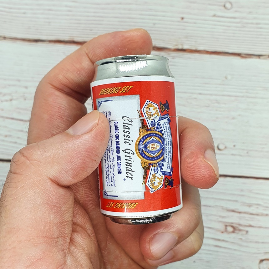 맥주캔 수제 담배 분쇄기 미니 담배잎 그라인더 휴대용 파이프 글라인더 : 스모커즈 420