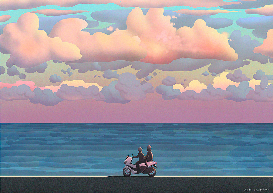 Early morning waves SOHI 작가 그림 작품 캔버스 액자 A3 사이즈 : 컨티뉴 아트샵