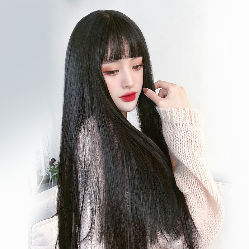 긴 생머리 뱅스타일 롱 통가발 3color : 모하디