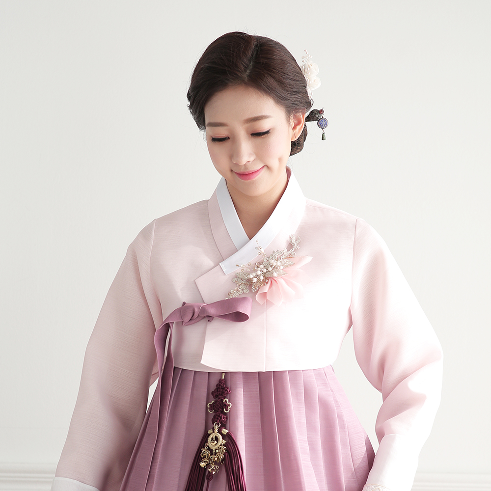 신부혼주한복대여 늘솜 로스터핑크 앤 연한팥색 혼주 하객한복 : 김홍갑한복