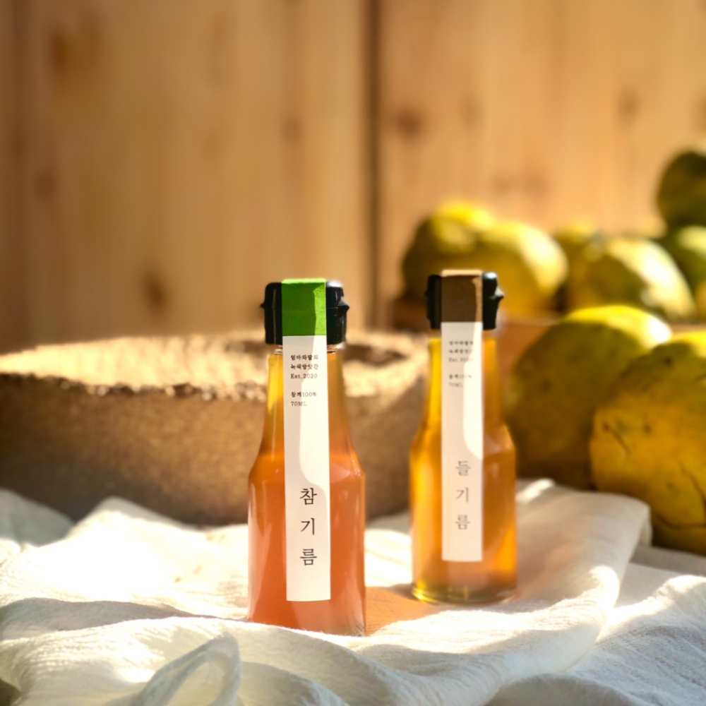 저온압착 미니 참기름 70ml 캠핑용 소용량 통참깨 100% 엄마와딸의 녹색방앗간 : 엄마와딸의 녹색방앗간