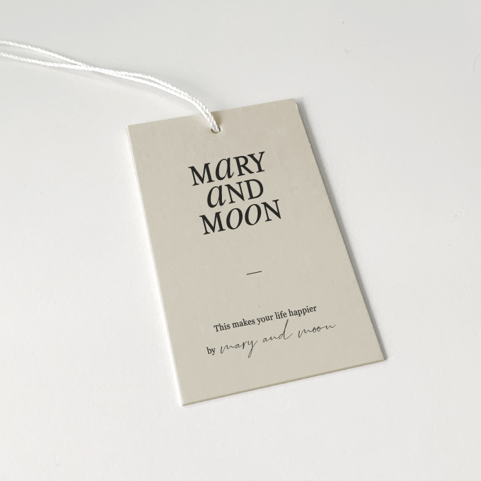 mary 상품 행택 택제작 옷라벨 텍 디자인 비코팅지 50x90mm 타공 500매 : 스튜디오르민