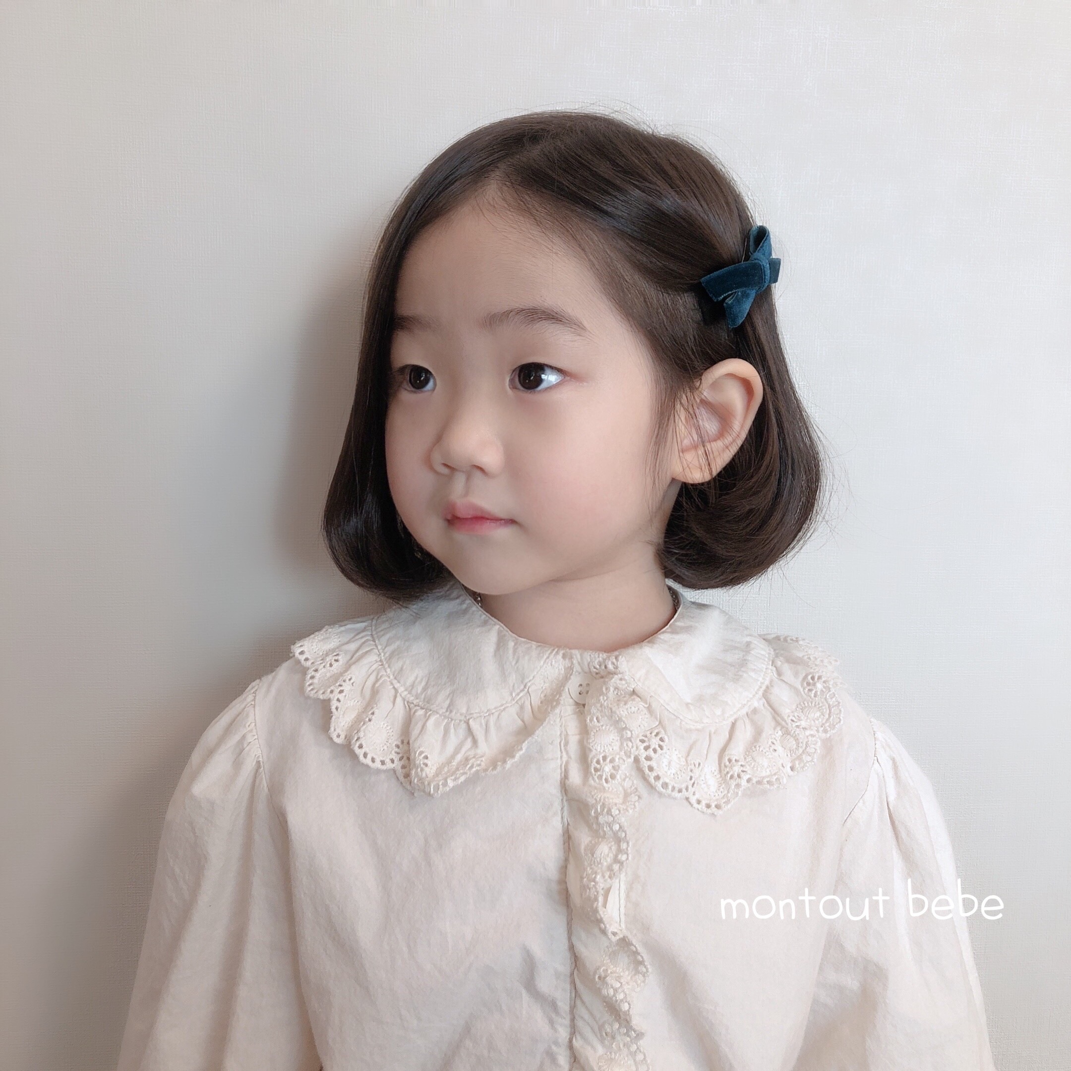 유아 아기 여아 아동 헤어 머리핀 집게 똑딱핀  [클래식 벨벳 리본핀] : 몽뚜베베