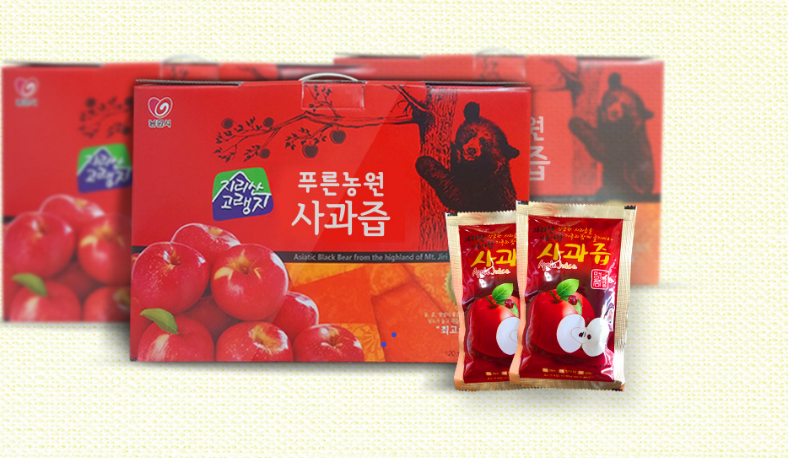 푸른농원사과즙 100% 생즙 반달곰사과즙 농장직영 사과주스 아기음료 반달곰사과 : 지리산 푸른농원