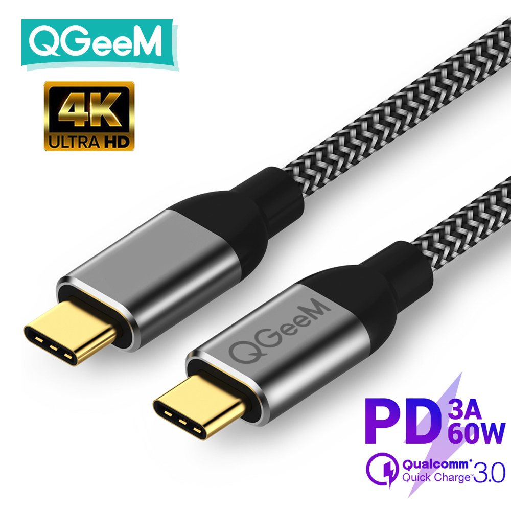 큐짐(QGeeM) USB 3.1 C to C 초고속 충전(PD 60W까지) 데이터 전송 겸용 케이블 1.2m - 끊어지지 않는 나일론 합사 소재, QC 3.0 & 4K 영상... 