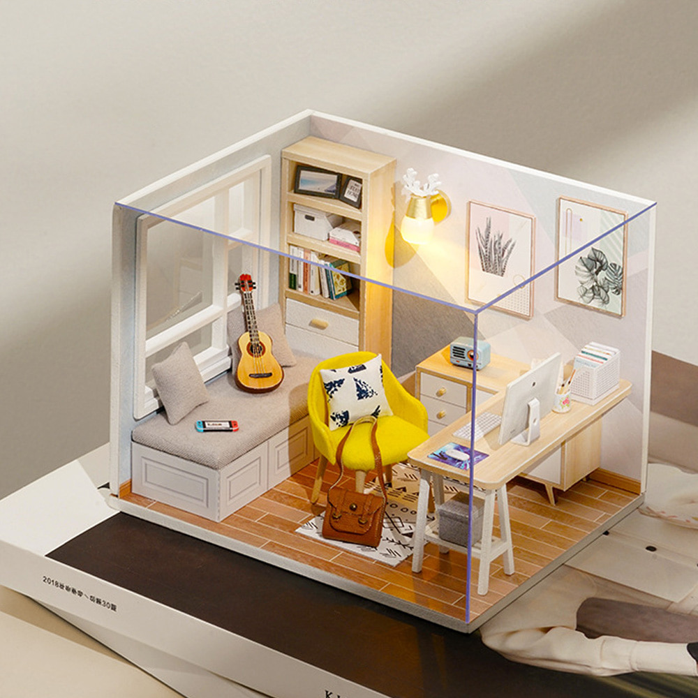 LED조명 오르골 DIY 미니어처 하우스 만들기 조립도구 아크릴 포함 미니어쳐 입문자용 : 에스디몰 스토어
