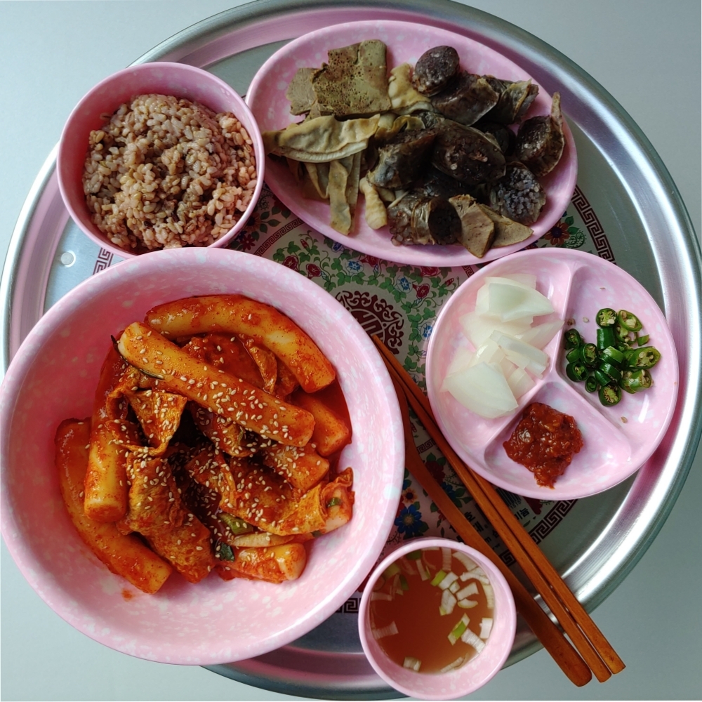 분식그릇 멜라민 레트로 업소용 플라스틱 식기 떡볶이그릇 중국집그릇 그린1인세트 : 현이네 하우스