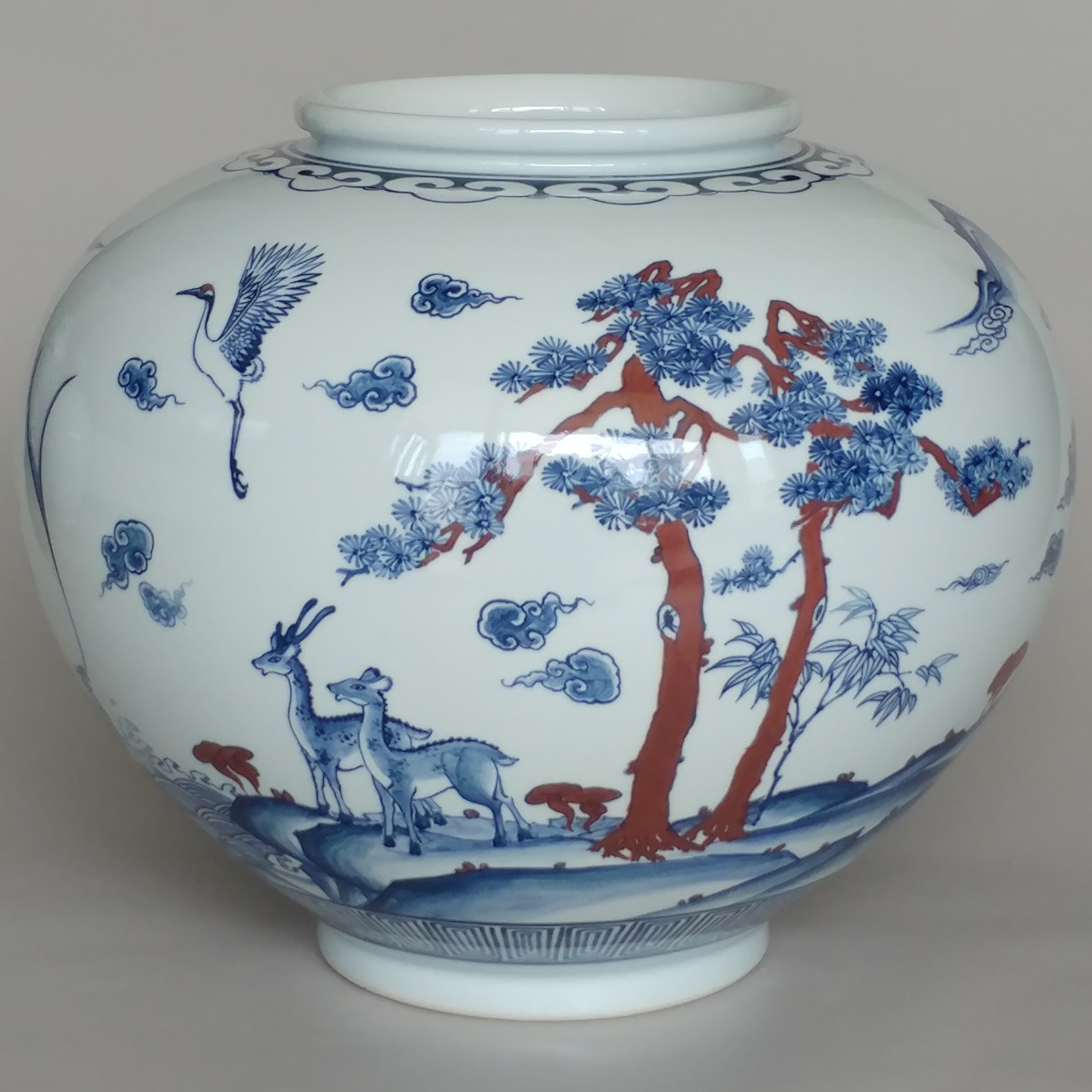 설봉 박찬종 백자 청화진사십장생문 도자기, 지름 약 40cm, 높이 약 34cm : 앵콜음반