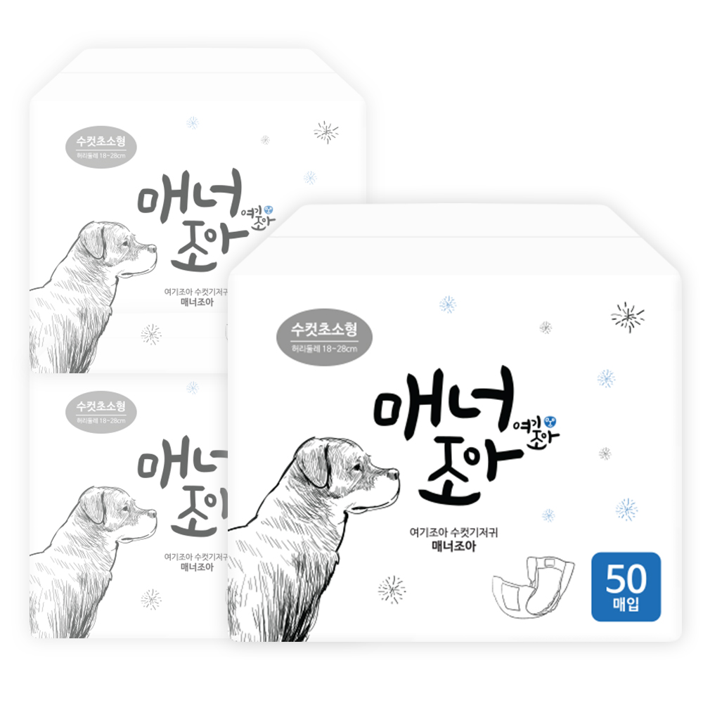 여기조아 매너조아 수컷 강아지 기저귀 초소형 100매 : 여기조아
