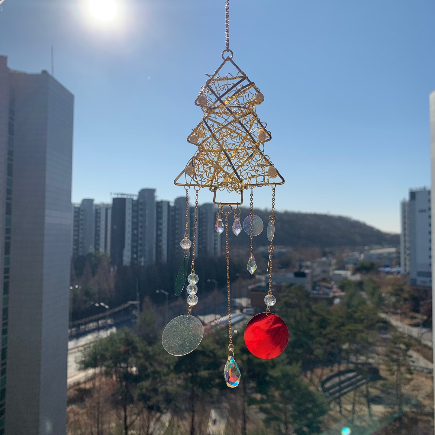 크리스마스 썬캐쳐 벽걸이 트리 성탄절 선물 (gold) : 조슬린의 우아한 공방