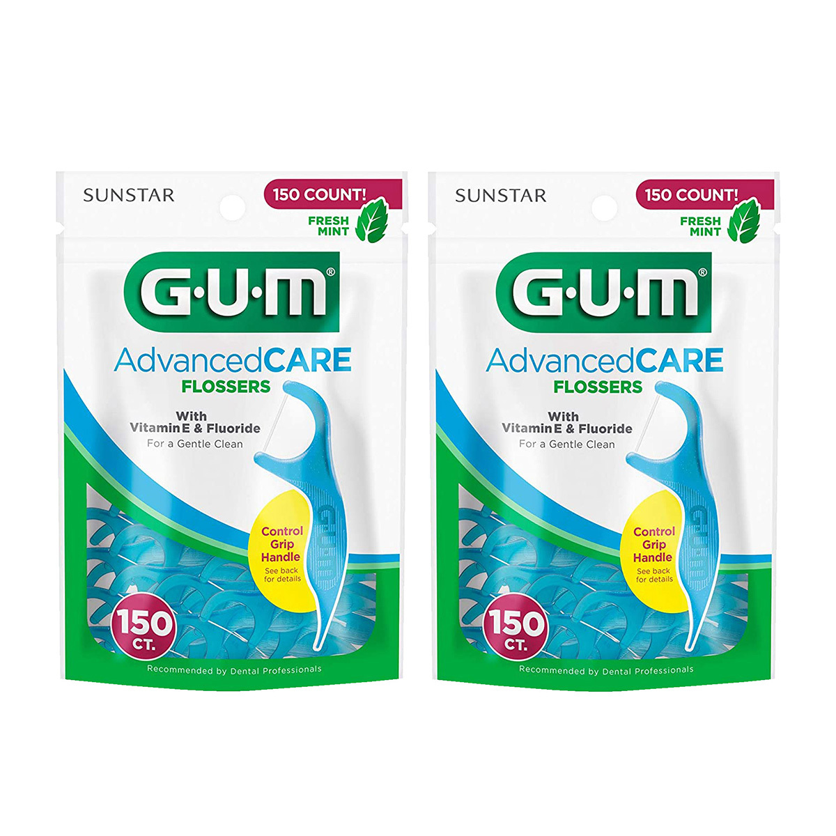 G.U.M 어드밴스드케어 플로서 150개x2팩 구강 치간칫솔 치실 셀프 치석 제거 : 유라너스