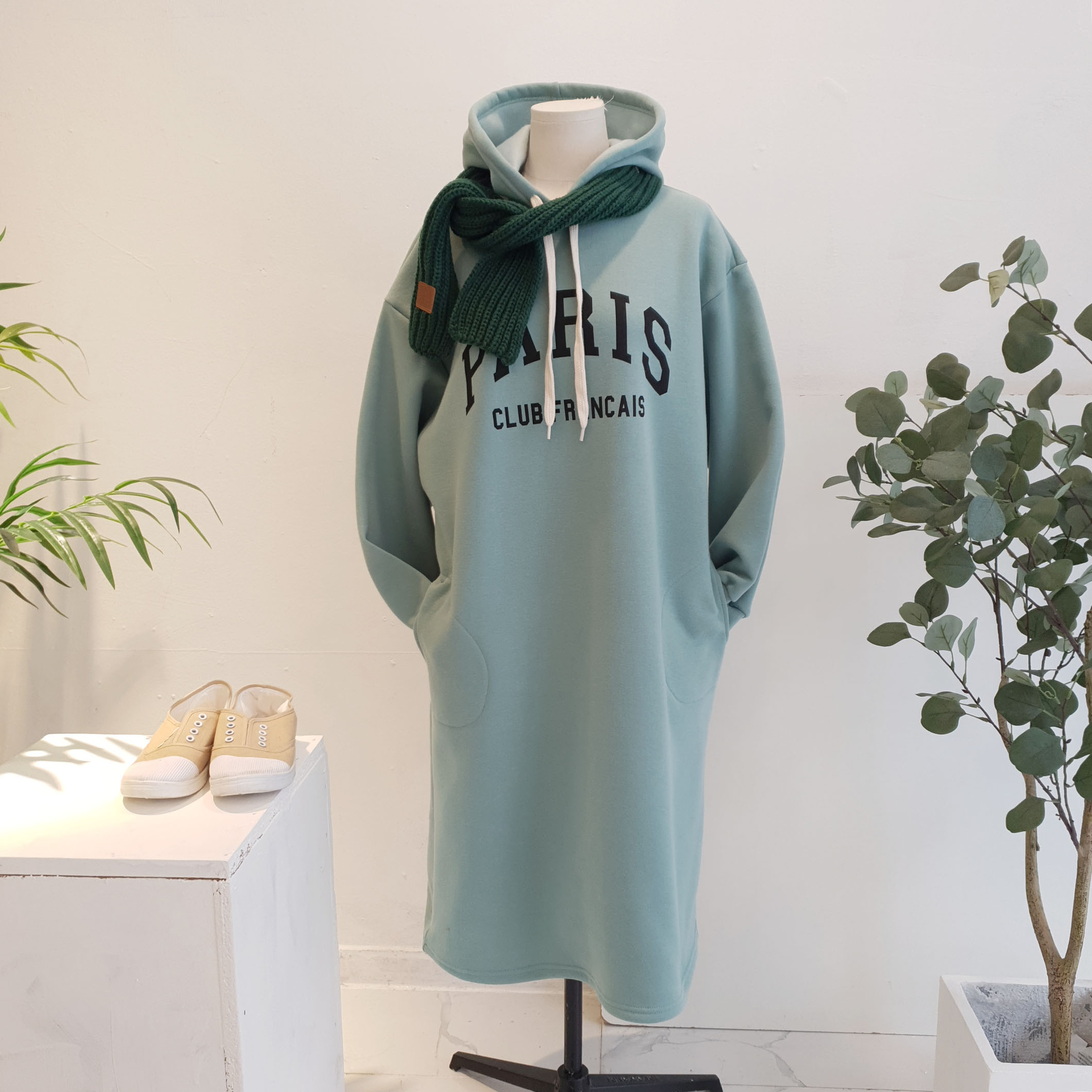 [무료배송] 빠리스 프린트 후드롱원피스 : 비헤이즐