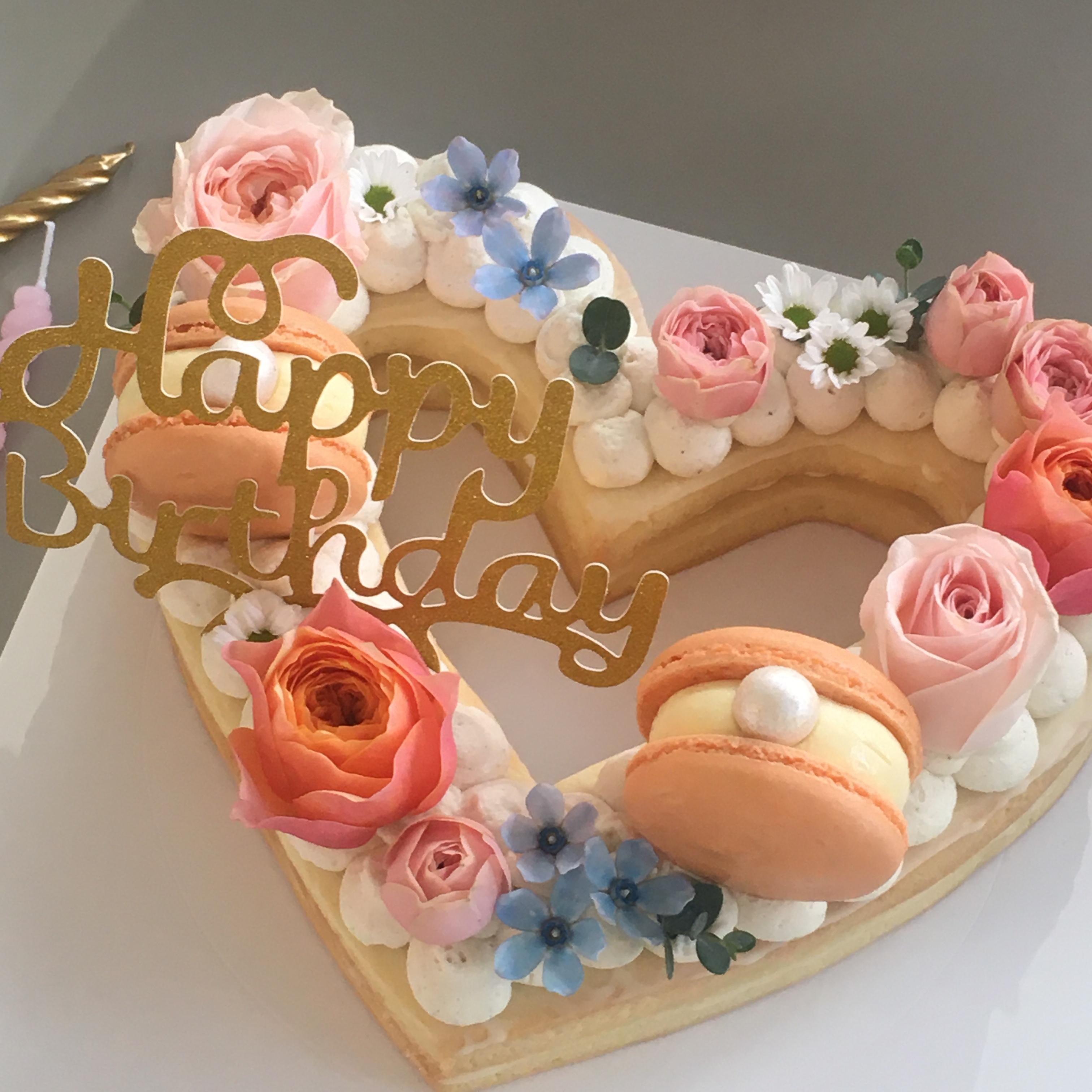 생화하트케이크 플라워하트 레터링케이크 주문제작 생일선물 기념일이벤트 꽃케잌 커스텀 : NOON CAKE