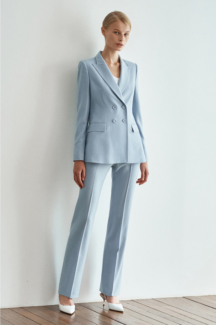 WOOL  FLARED PANTS ( SKY) : plusbeau