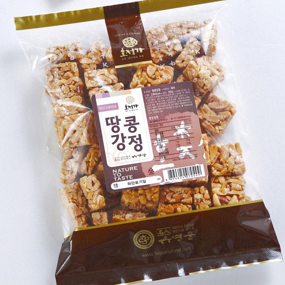 식품명인 21호 호정가 땅콩강정 검정깨 강정 각500g 웰빙영양간식 선물용오꼬시 : 초록별마트