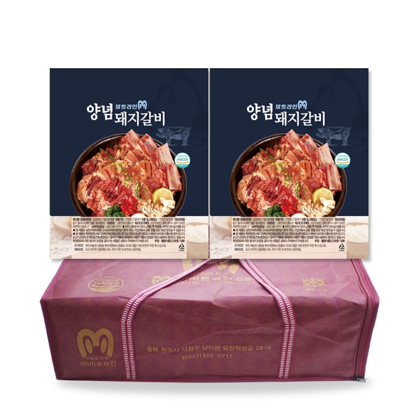미트라인 양념 돼지갈비 1kg x 3, 3kgx2 설날 명절 선물 고기선물세트 : 초록별마트