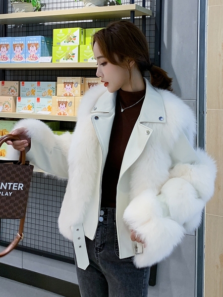 코트 슬림핏 페이크 밍크 폭스퍼 모피 숏자켓 : 콜드소울