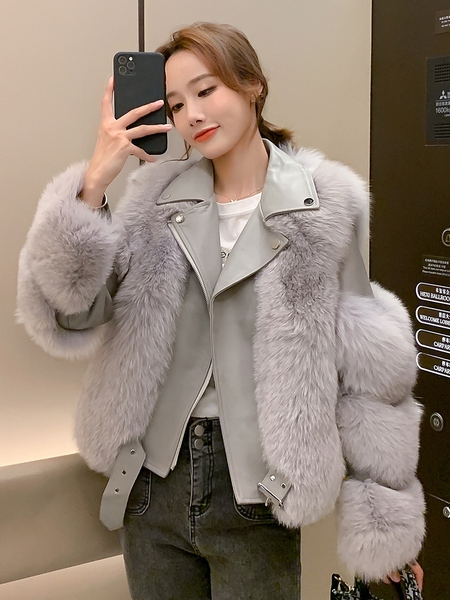 코트 슬림핏 페이크 밍크 폭스퍼 모피 숏자켓 : 콜드소울