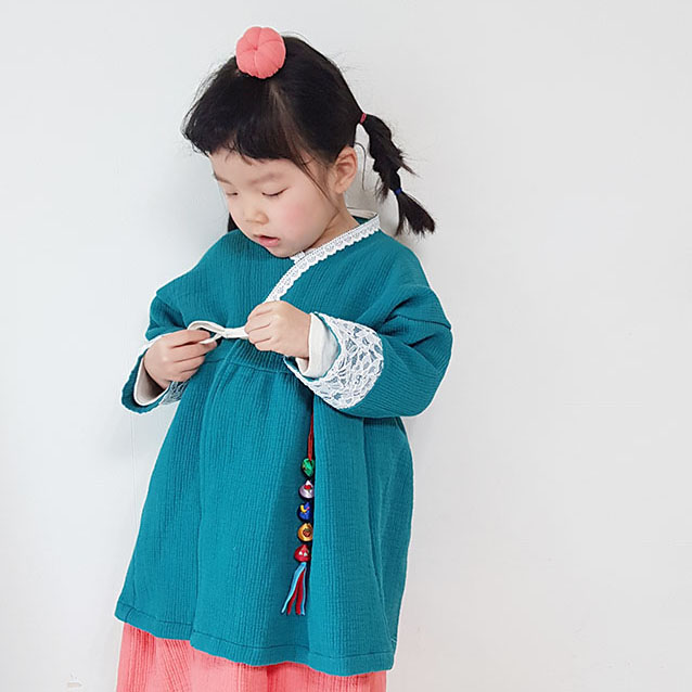 더수 한복 두루마기 여아 요루 로브가디건 자켓 : 더수