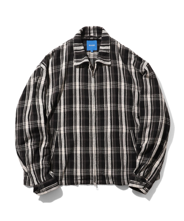 BEAMS 빔스 넬 체크 Zip 블루종 재킷 (2color) : 호두에이트