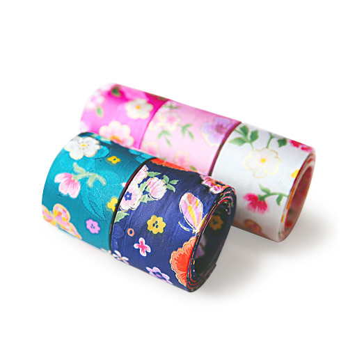 꽃 나비 한복 원단 리본 40mm : 디웨이
