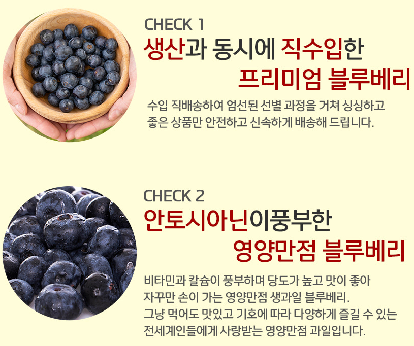 비타민 영양소 풍부한 명광성푸드 날마다 과일나라 블루베리 하루 필수과일 : 위캔두몰