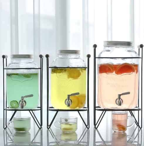 [하늘식탁] 비안느 카페 물 워터 음료 쥬스 유리디스펜서 미니정수기 4L,5L,8L 홈파티 수도꼭지 유리물통 : 하늘식탁