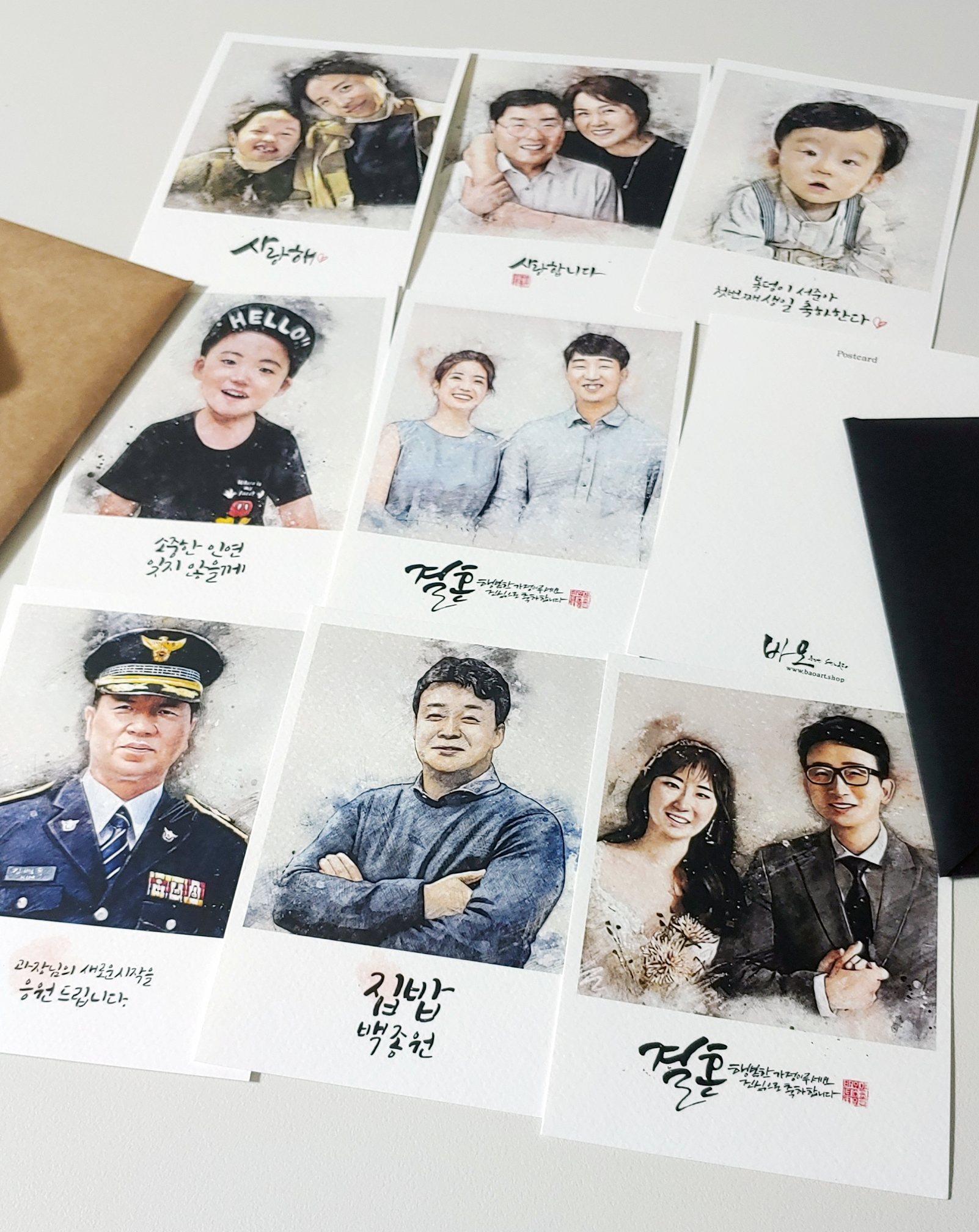 수채화 초상화 주문 제작 팝아트 캐리커쳐 그림 액자 인물화 결혼기념일 퇴임 선물 : 바오아트스튜디오
