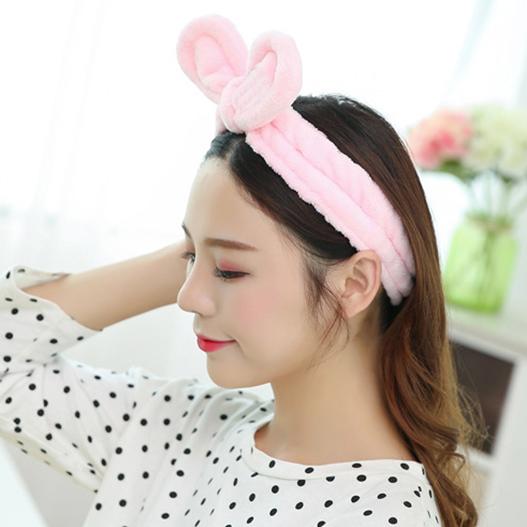 5컬러 세면 세안 세수용 토끼 바니 리본 귀여운 샤워 목욕 메이크업 클렌징 헤어 세안밴드 : 큐딧