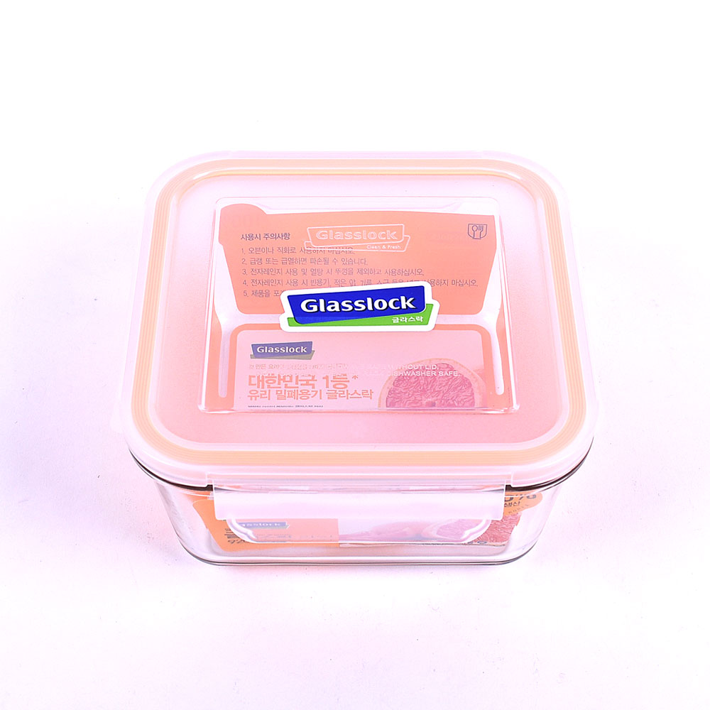 글라스락 라인 920ml - 정사각 유리밀폐용기 반찬통 사면밀폐 내열 : 비비넷