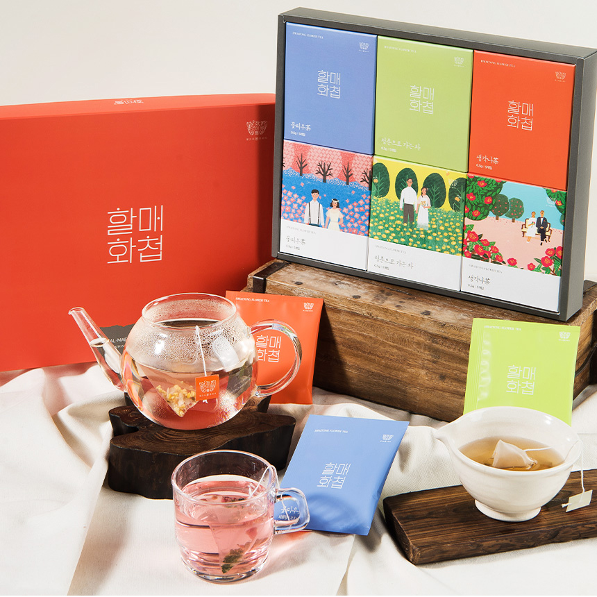 할매화첩 건강꽃차3종 선물세트 30티백 : 강원곳간