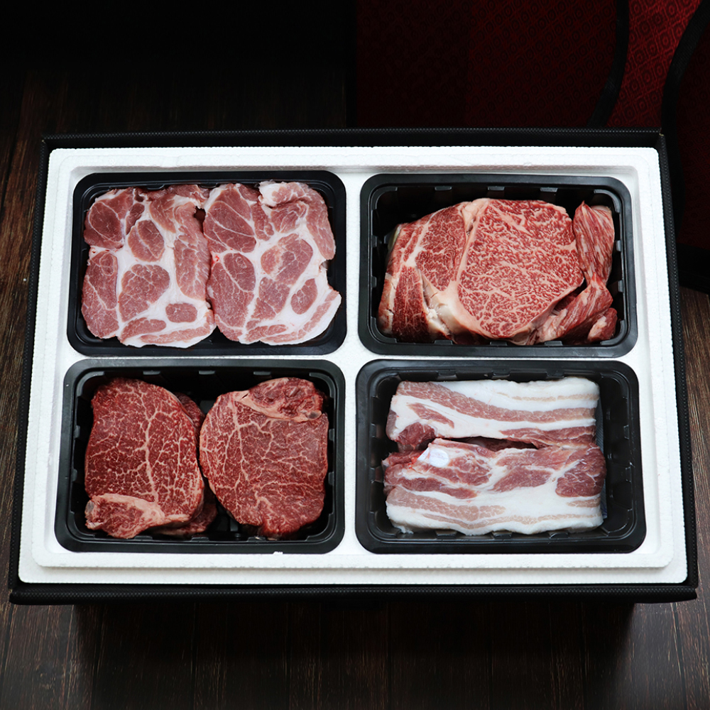 한우한돈선물세트 추석 설날 명절 마장동 투뿔 직원 단체 4구 1.2kg : 마장동고기파는삼촌