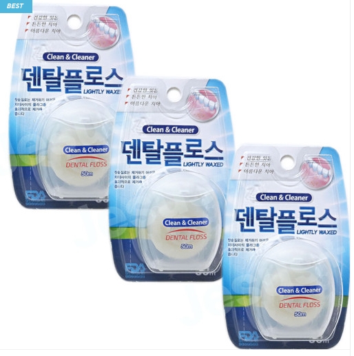 50cm 덴탈플로스 치실 민트 왁스 클린앤클리어 칫솔대용 잇몸 치아케어 구강위생 구강건강 : 비손플러스