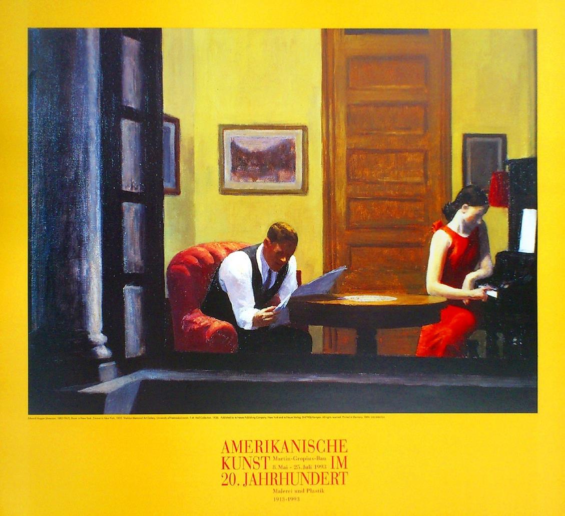 [Original vintage] 에드워드 호퍼 / Room in New York (1940) 전시 포스터 (액자포함) : lepapiershop