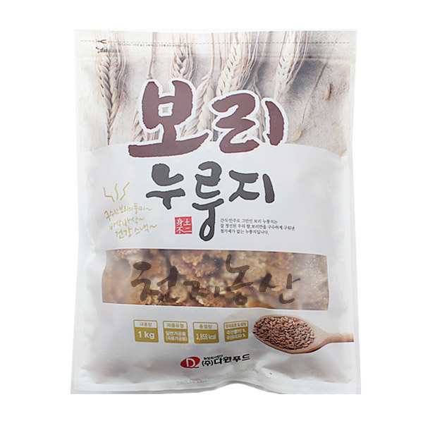 다원푸드 청은 보리 누룽지 1kgX3팩/ (쌀+보리)누룽지 / 간식/식사대용 : 천지농산