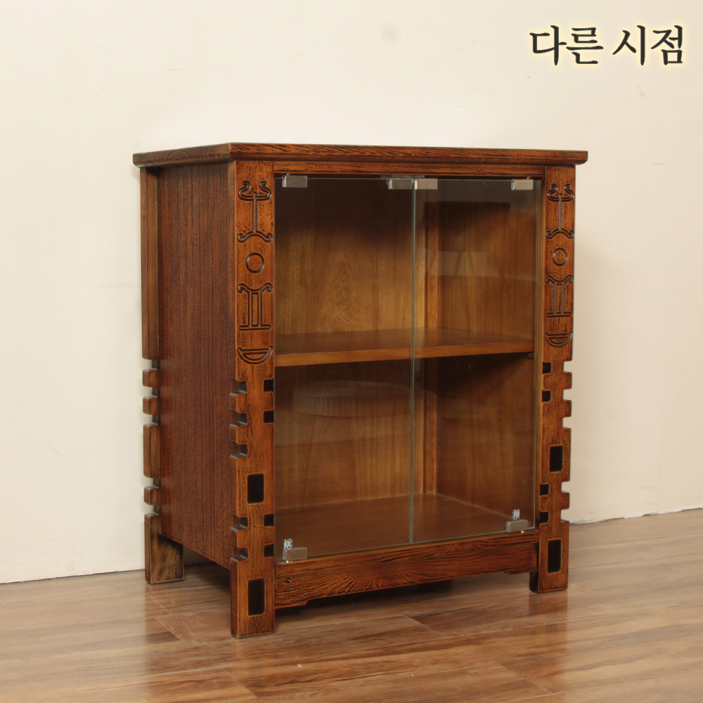 오동아트 쌍희 유리문 원목 양주장 장식장 진열장 그릇장 : 오동아트