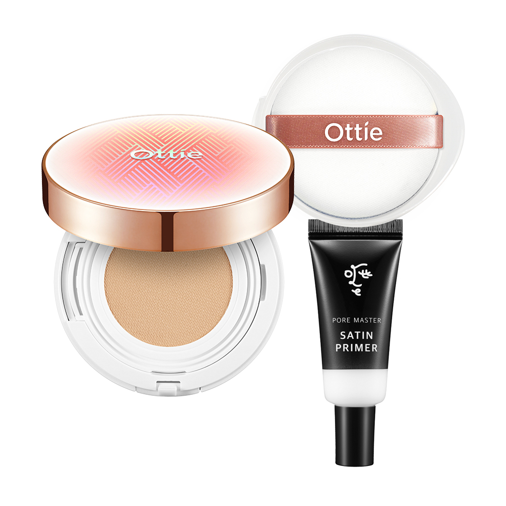 오띠 오브제 디아트 텐션 팩트 세트 (본품+리필+새틴 프라이머) SPF50+ PA++++ 쿠션 : 바이곰