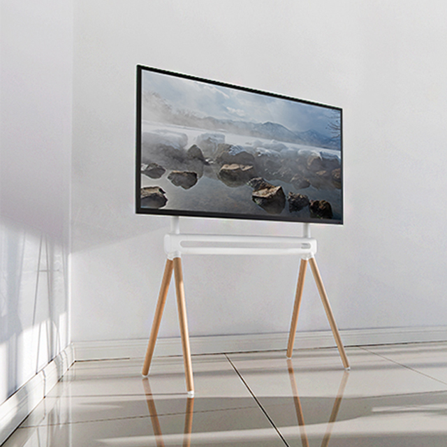 감성 TV 이젤 스탠드 브라켓 삼성 LG 엘지티브이 호환 대형 티비받침대 화이트 우드다리  49 50 55 60 65 70인치 : 루바스 스토어