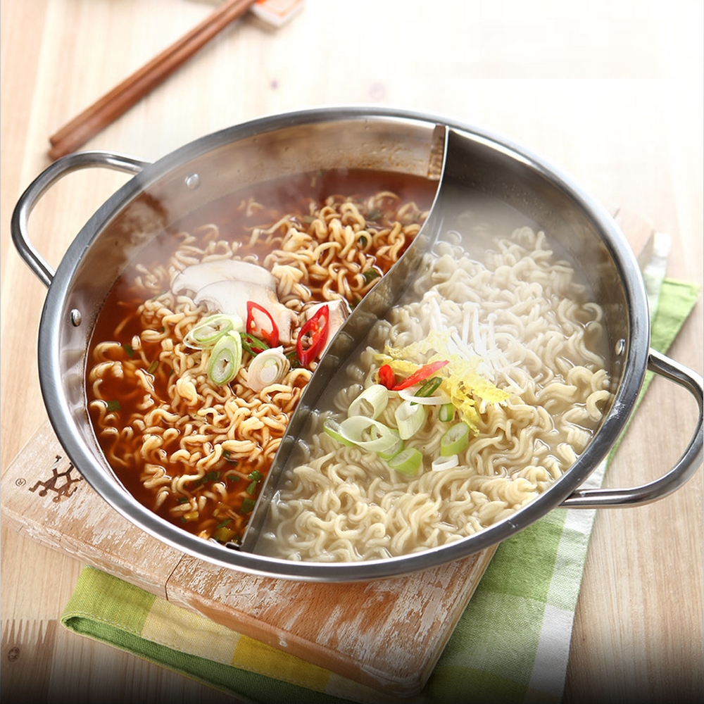 반반냄비 2in1 인덕션가능 훠궈 전골 어묵탕 찌개 샤브샤브 라면 캠핑 28cm 뚜껑추가 : 더블지샵
