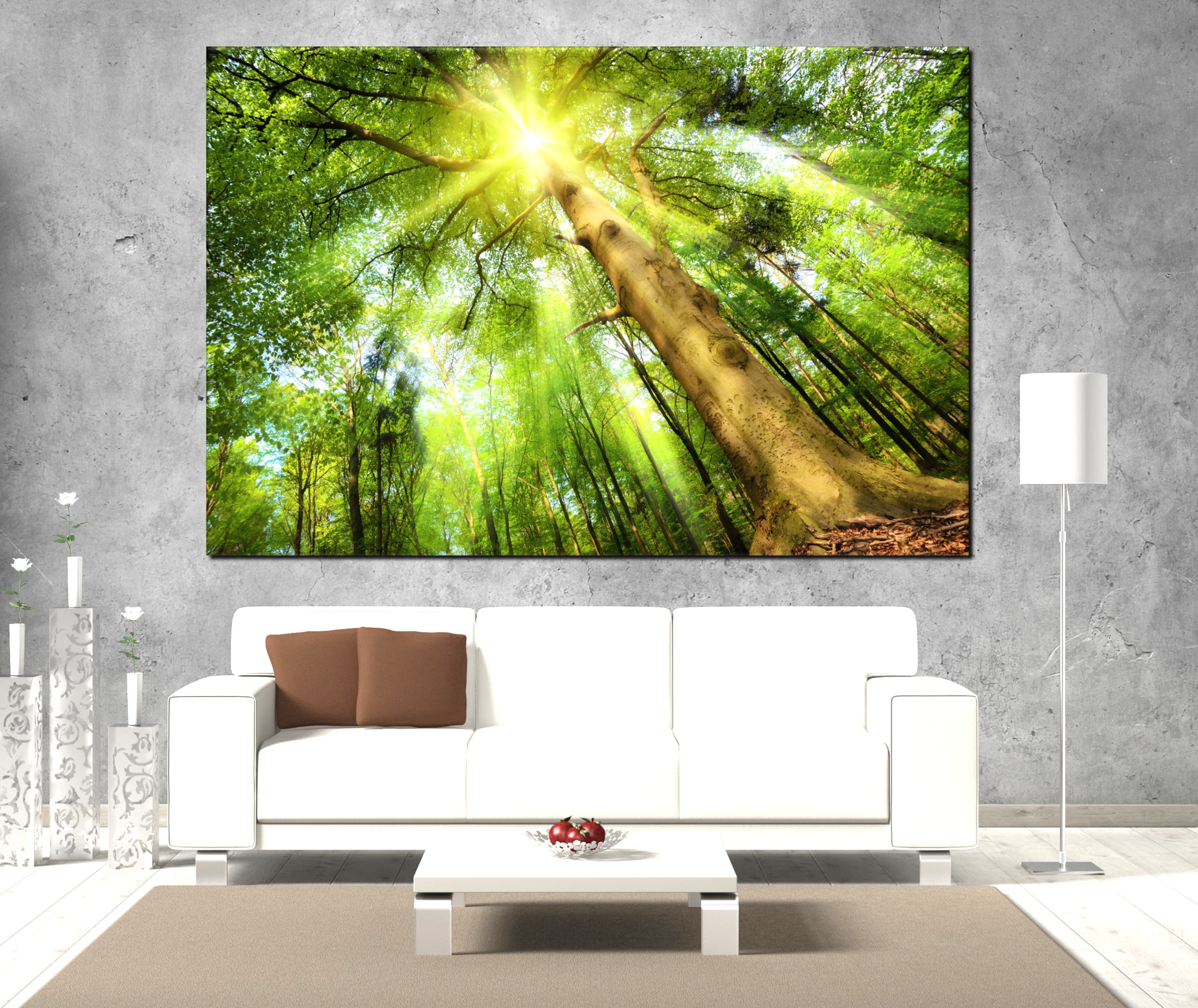 액자 그림 자연 나무 사진 숲속풍경 거실 인테리어 푸르른 나무 아래 풍경 120x80cm : 한결같이
