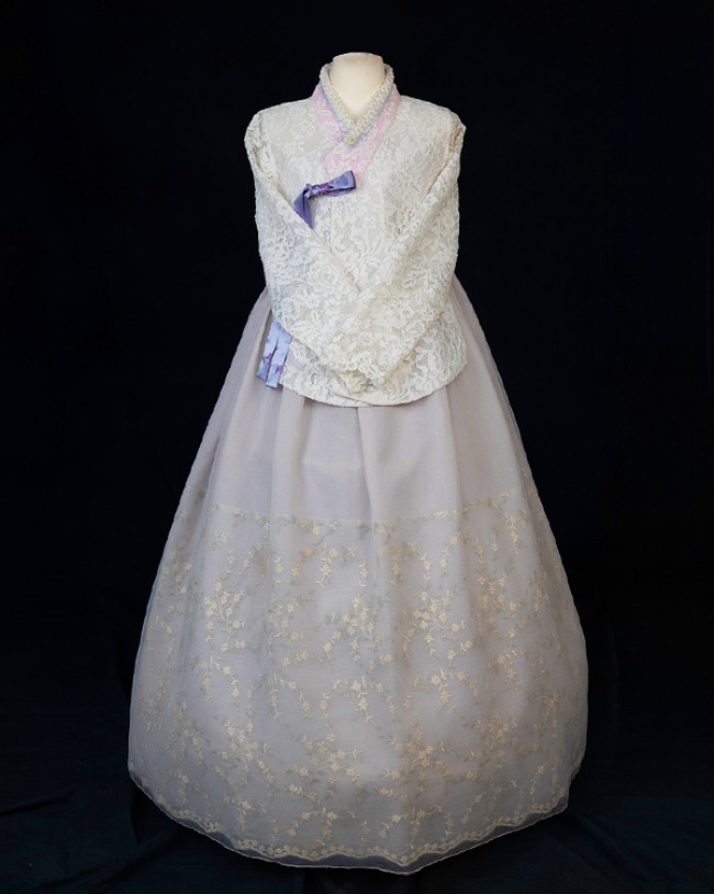 [중고한복 판매] 한복남  진주동정 파스텔 연보라 중고한복 : HANBOKNAM