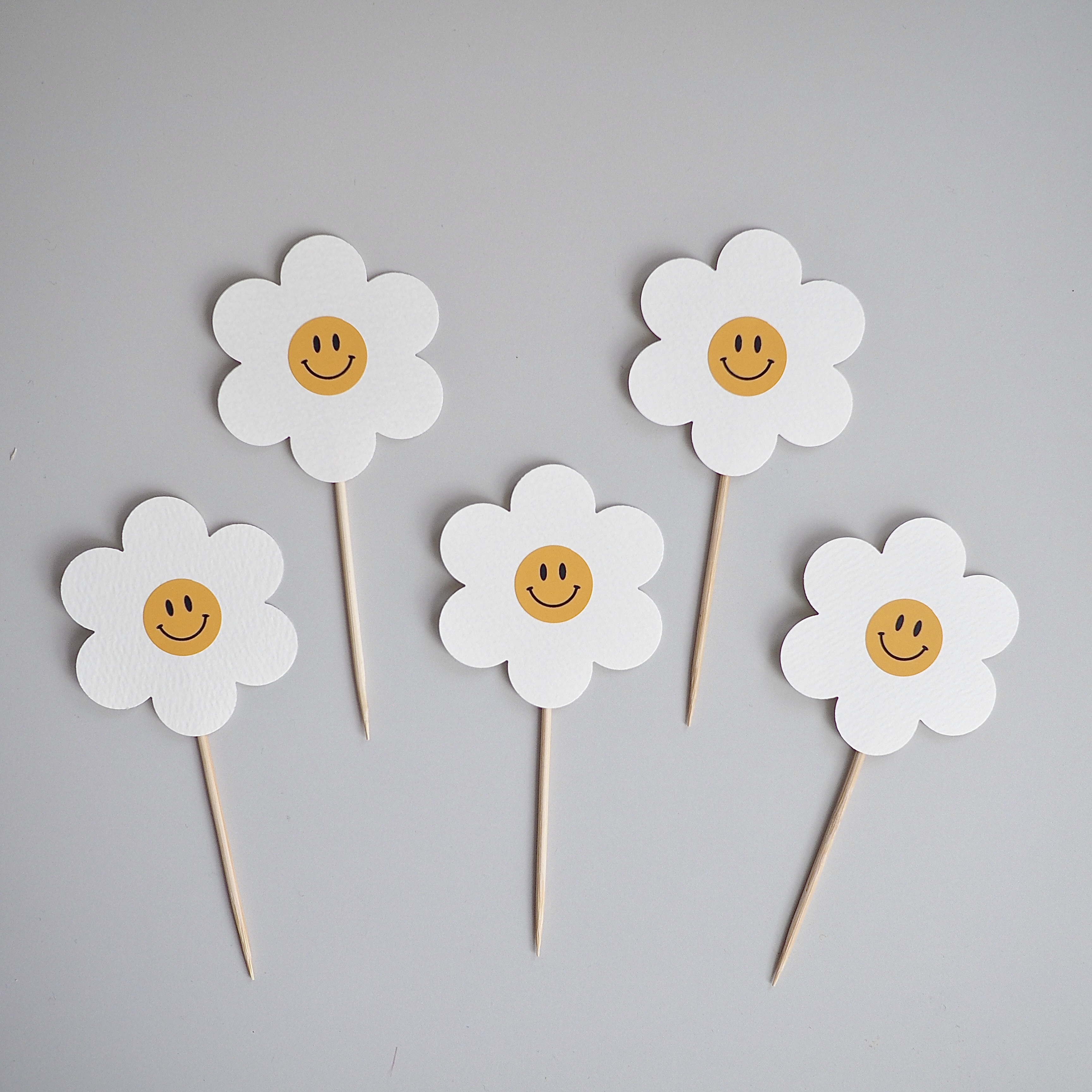 스마일 데이지 토퍼 (5pcs) - 생일 파티 커스텀 케이크 감성 데코픽 기념일 파티 : 나불데이