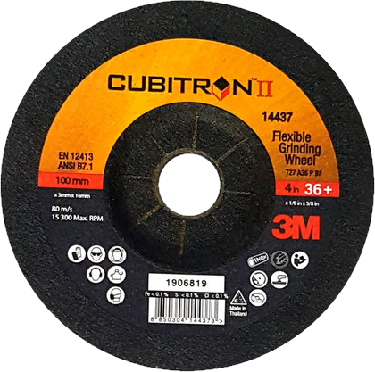3M 큐비트론2 14437 황금돌 100mm 옵셋 연마석 그라인더날 스틸 스텐 겸용 : 가온툴스
