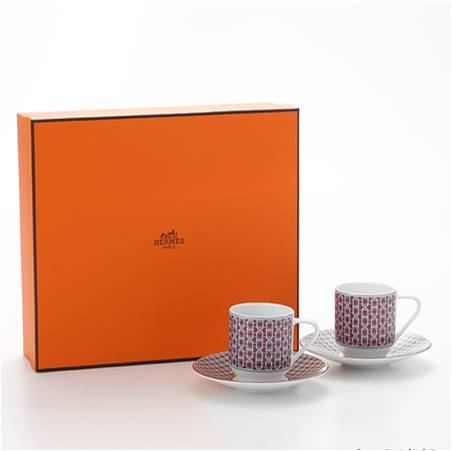 [에르메스] 타이세트 그레나트 커피컵 & 소서 2조 세트 / HERMES TIE SET Grenat Coffee cup & Saucer x 2 : JYM mall