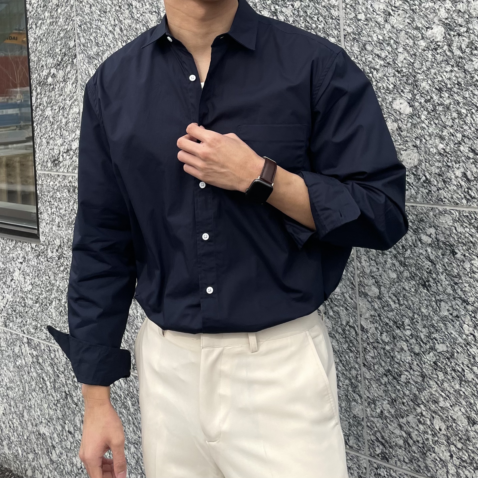 파스텔톤 포켓 봄 데일리 남방 무지 옥스포드 셔츠 : 미니멀네즈