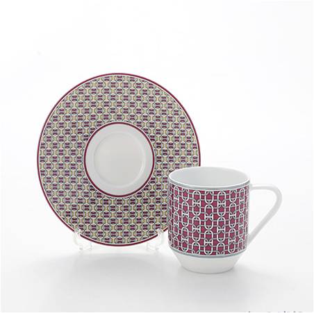 [에르메스] 타이세트 그레나트 커피컵 & 소서 2조 세트 / HERMES TIE SET Grenat Coffee cup & Saucer x 2 : JYM mall