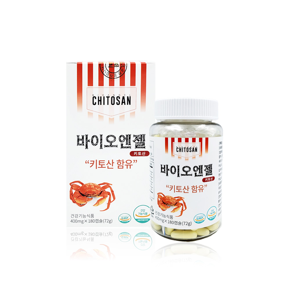 1병 바이오엔젤 고분자 키토산 비오유키소 닥터한스 400mg x 180 1병 : 한스헬스케어